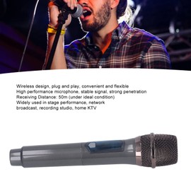 Microphone with Receiver, 50m Reception Distance Pick Up Sound Plug and Play Flexible, UHF Microphone for Home KTV Party Wedding