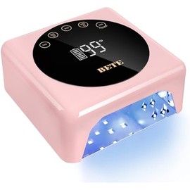 BETE Cordless LED Nail Lamp, 78W Rechargeable UV Nail Light, Intelligent Infrared Sensor and LCD Display Curing Nail Lamp, Portable Nail Dryer Gel Polish Light with 5 Timer Setting Pink