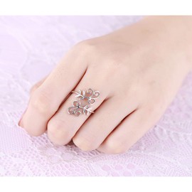 Ivy Leaf Ring for Women S925 Sterling Silver Adjustable Wrap Open Spiral Spoon Ring 8 9