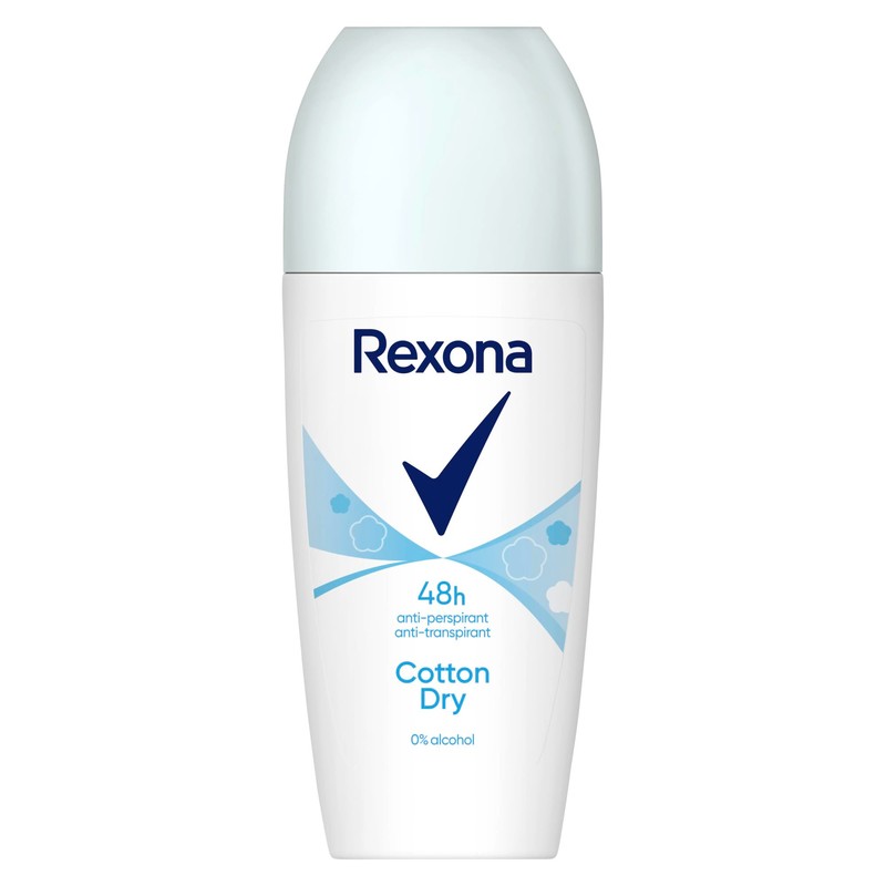 Rexona Antiperspirant Roll-On Cotton Dry with Slightly Floral and Subtle