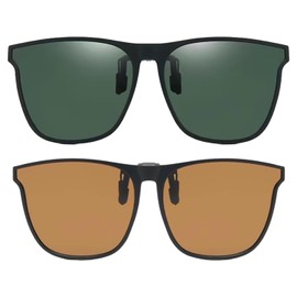 EHDWXVZM 2 Pieces Snap-on Sunglasses, Polarized Sunglasses Clips, Portable Sunglasses Clips, UV Protection Sunglasses, Unisex, Lens Green