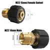 5000PSI Pressure Washer Adapter, Metric M22 15mm Female Thread to