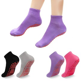 ruitao 4Pairs Pilates Yoga Grip Socks, Non Slip Yoga Socks with Grip for Men and Women, Anti-slip Fall Prevention Ankle Socks for Fitness,Ballet,Martial Arts,Pilates,Trampoline,Dance,Hospital,Home