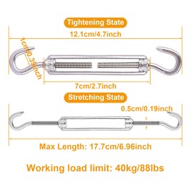 SHUESS 20 Pack M5 Turnbuckle Wire Tensioner - C to C Turnbuckle 304 Stainless Steel - Adjustable Heavy Duty Fence Wire Tensioner for Clothesline, Stair Railings, Plant Climbing Frame