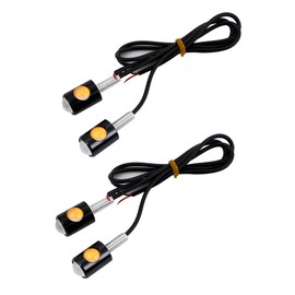 Partools Mini Turn Signal, Yellow, Set of 4, 12 V, Motorcycle, LED, General Purpose Light, Micro Turn Signal, Small, Lightweight, Mini Moto Custom (Yellow Luminous)