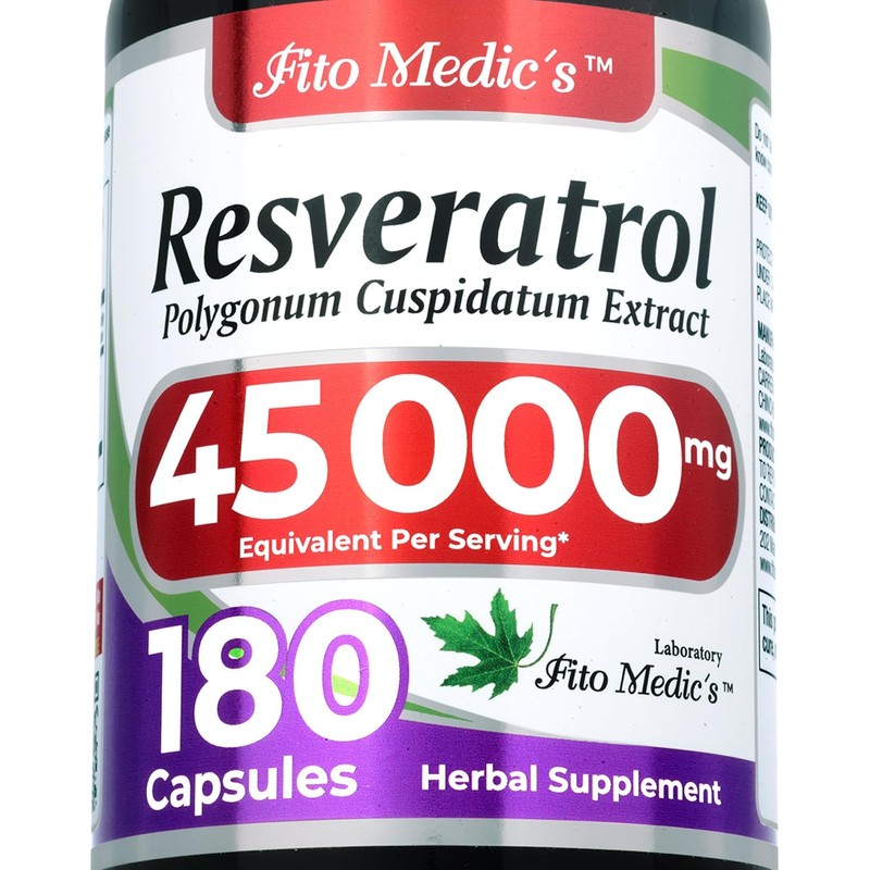 FITO MEDICS- Lab resveratrol 180 cápsulas 45000 mg suplemento de