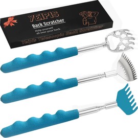 Yeipis Yeipis 3 Pack Different Back Scratcher Metal Portable Telescoping Back scratchers, Extendable Back Massager Tool with Beautiful Box, Great Stocking Stuffers for Men Women Kids Adults（Blue）