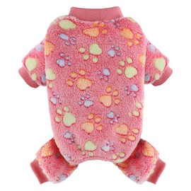 Kosiyi Fleece Dog Sweater Fall Winter Dog Pajamas for Small Dogs Girl Boy, Lightweight Warm Paw Print Puppy Pajamas Soft Stretchable Doggie Onesies Pjs Dog Clothes Costume Pet Supplies