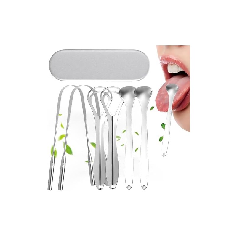Raspador de Lengua de Acero Inoxidable 6 Piezas para Aliento