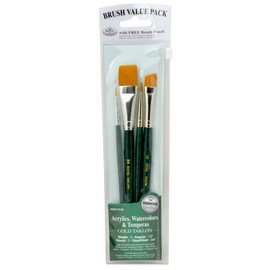Royal Langnickel Gold Taklon Brush Set Value Pack, Shader, 4-Pack