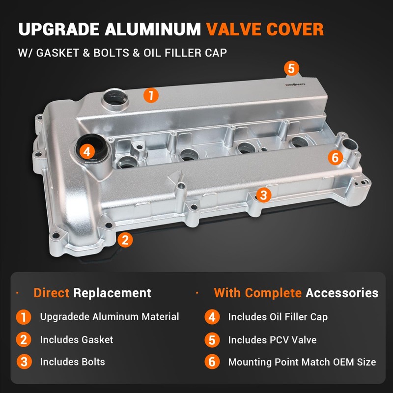 XUNUOPARTS 2.0L 2.3L Aluminum Valve Cover Compatible with 2006-2009 Mazda
