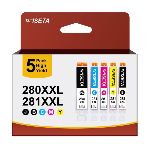 Wiseta PGI-280XXL CLI-281XXL 5 Color Value Pack Compatible Ink Cartridges