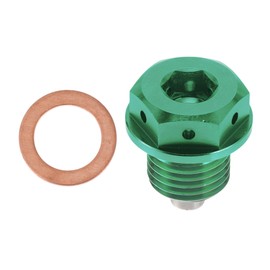 X AUTOHAUX M14x1.5 4MM Magnetic Oil Drain Plug Titanium Alloy Sump Drain Nut Bolt with 1 Copper Washer Green 1Pc