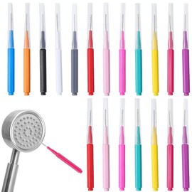 CREATCABIN 60 Stück 12 Farben Duschkopf Reinigungsbürste Duschkopf Reinigungsstäbchen Kunststoff Bunt Sortiert Winzige Mini Bürsten Die Nicht Verstopfen Werkzeugzubehör Für Badezimmer Kleine 5.8x0.4cm