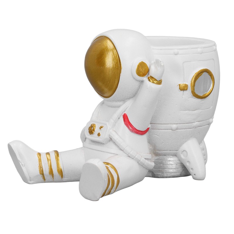 Astronaut Pencil Pen Cup Synthetic Resin Spaceman Figurine Desk Pen