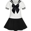 Sunny Fashion Girls Dress Black Sailor School Uniform Big Bow