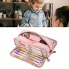 Pencil Pouch With 3 Compartments Large Capacity Double Opening Soft