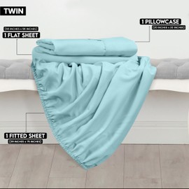 Utopia Bedding Twin Sheets Set - Brushed Microfiber - Soft Bed Sheets for Twin Size Bed Set - Includes 1 Fitted, 1 Flat, & 1 Pillow Case - Deep Pocket (Spa Blue)