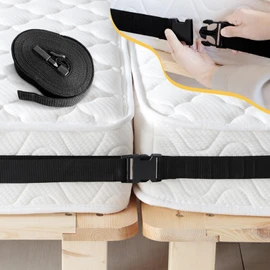 DEWE L Bed Mattress Band, Fixing Belt, Connecting Belt, For Mattresses, Anti-Slip, Connected, Gap, For 2 Units, Gap Prevention, Black, Length 1000×Width 5 cm