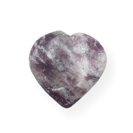 GEMSCITE Gemstone Lepidolite Puff Heart Stone 30 mm Palm Pocket Healing Carved Love Worry Stone Good Luck Gift Home Decor
