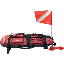 Cressi Spearfishing Signal Board Buoy - Spearguns Holder w/Line & Flag - Pockets, Ring - Designed Quality Since 1946, Red/White/Black