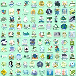Earth Day Stickers 200Pcs, Environmental Protection Stickers Vinyl Waterproof Decals Pack for Water Bottles, Laptop Computer, Skateboard, Kids Teens Adults etc.