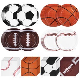 Cabilock 120Pieces Football Party Supplies Kit Serve 40,Includes Dinner Plates, Dessert Plates, Napkins for Football Birthday Party Football Game Day Decorations