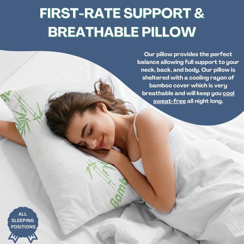 Rayon Derived from Bamboo Pillows Standard Size - [Adjustable] Shredded