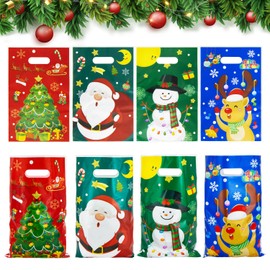 100pcs Christmas Party Gift Bags, Xmas Gift Bags for Kids Party Return Gift Bag Party Bags fillers Gift Bags Christmas Goodie Bags with Handle for Boys Girls Party Supplies Favor Bags A6SDPKTD