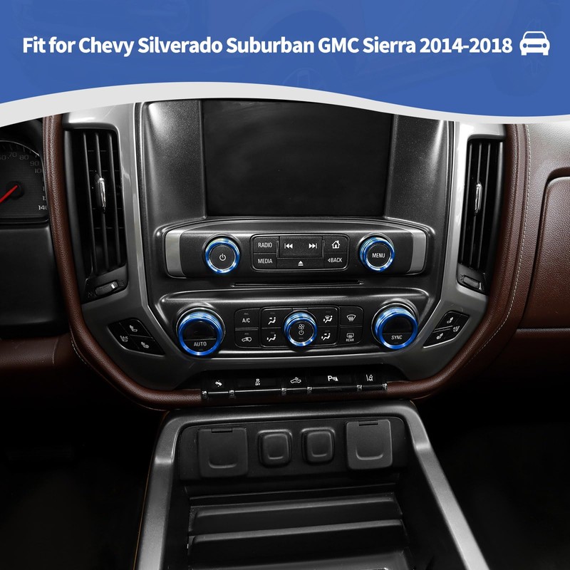 RT-TCZ for Silverado Radio AC Control Knobs Cover Trim Rings