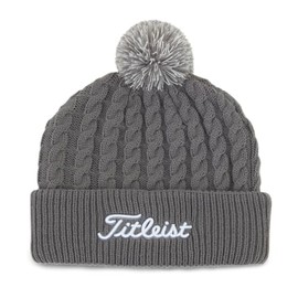 Titleist Golf- Ladies Cable Knit Pom Pom Hat Gray/White