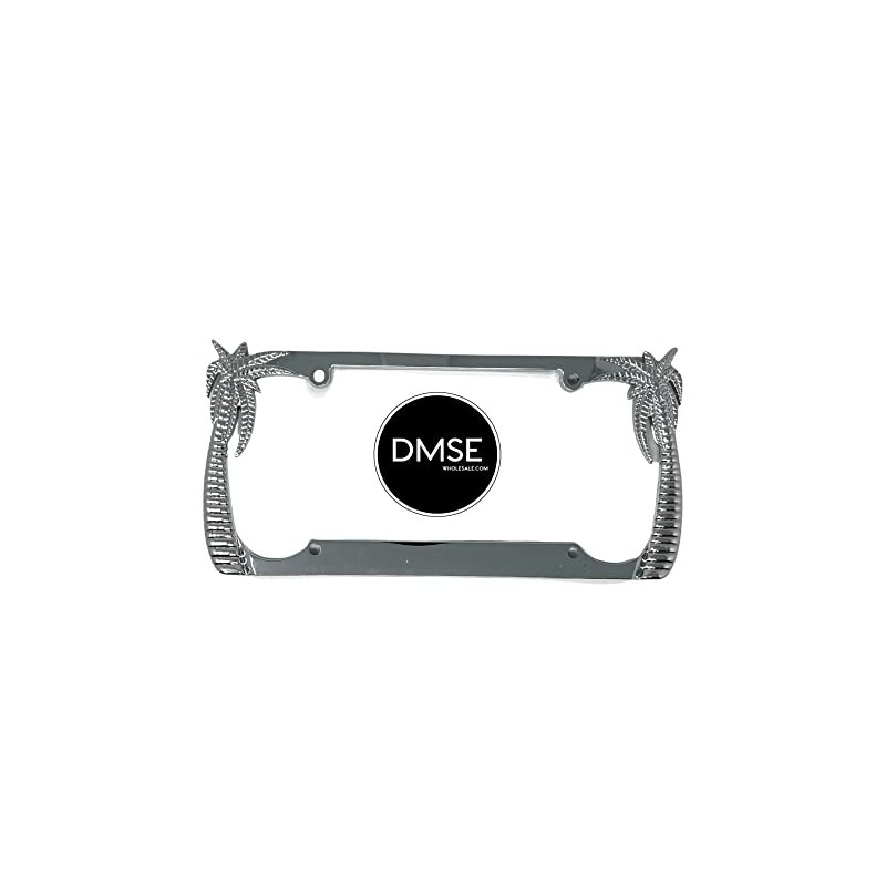 DMSE Palm Tree Beach Theme Universal Metal License Plate Frame