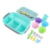 16PCS Set Bento Box Reusable 1300ml 4 Compartment Adult Lunch