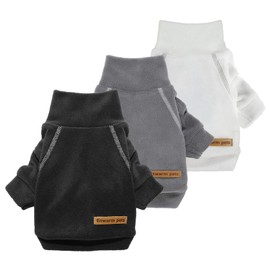 Fitwarm 3 Pack Classic Fleece Dog Sweater, Dog Winter Clothes for Small Dogs Boy Girl, Pet Pullover Jumper, Cat Apparel, Black, Grey, White, Large