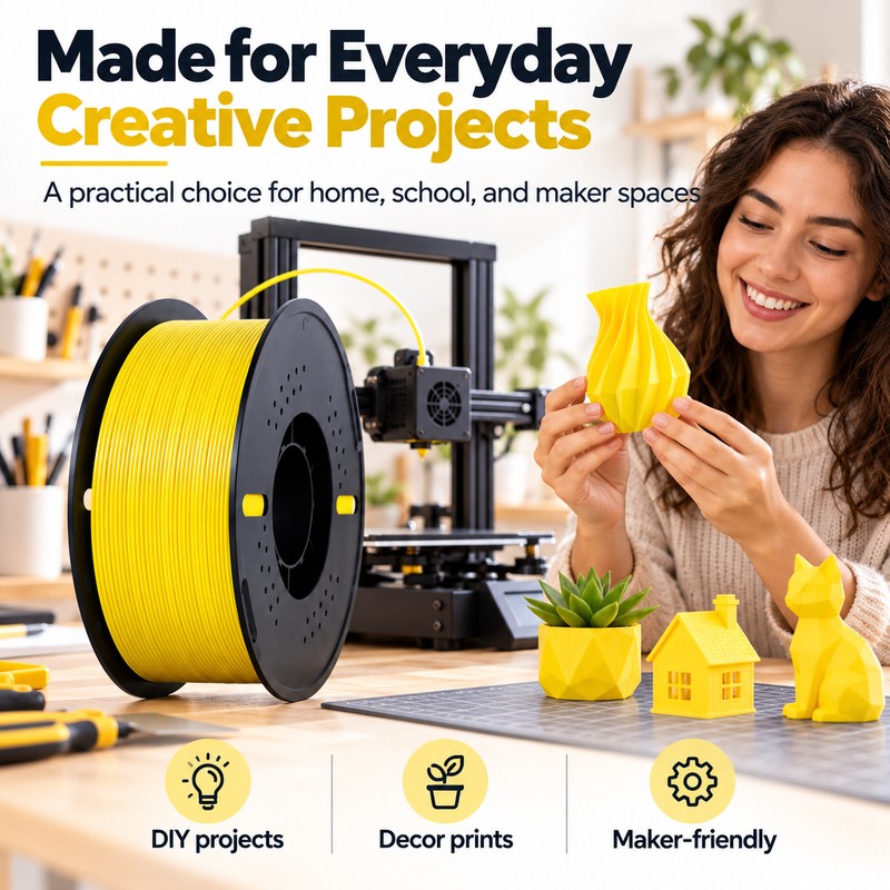 1KG 3D Printer Filament for FDM Printing – 1.75mm Yellow