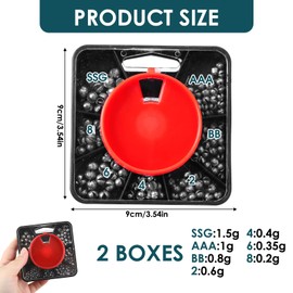 Split Shot Fishing Weights, Soft Metal Fishing Shot Weights, 7 Size in 2 Pack Box 120g Each, Ideal for Carp and Coarse Fishing Tackle Rivers Lakes