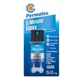 Permatex 10500-5 Minute Epoxy, Single-Use Syringe for general purpose creates a hard, rigid bond for coating in minutes - resin epoxy is resistant to water and solvents, and all-purpose