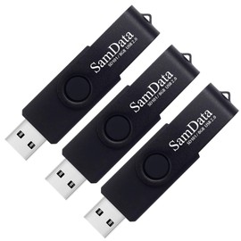 SamData USB Flash Drive 8GB 3 Pack USB 2.0 Thumb Drive Swivel Memory Stick Data Storage Jump Drive Zip Drive Drive with Led Indicator (Black, 8GB-3Pack)