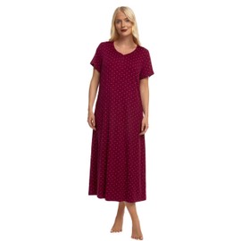 Suzy & Me Ladies Long Plus Size Luxury Soft Touch Jersey Nightshirt (BURGUNDY18-20)