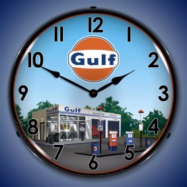 Gulf Station Wall Clock, LED Lighted