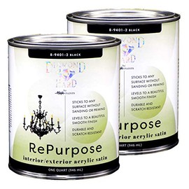 Majic Paints Interior/Exterior Satin Paint, RePurpose your Furniture, Cabinets, Glass, Metal, Tile, Wood and More, Black, 2-Quart