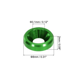 MECCANIXITY M3 Cone Cup Countersunk Washers,Hole Dia 3.1mm/0.12 Aluminum Gaskets Cup Head Washer Gasket for Screw RC/FPV/PC/Drone/Mechanical Accessories Model Parts,Pack of 20(Green)
