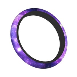 Starry Sky Car Steering Wheel Cover, Purple Night Sky Universal 15 Inch Soft Elastic Comfortable Floral Steering Wheel Protector Cool in Summer Car Accessories Decorations Gifts for Women Men