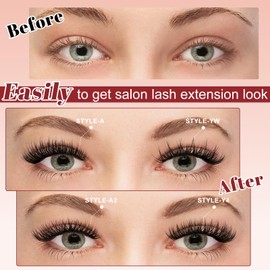 Higu clace Magnetic Lashes Natural Look, 4 Pair Reusable Magnetic Eyelashes with Applicator, No Glue Needed Manga Eyelashes,False Lashes Kit Easy to Apply and Remove(Style A-4pairs)