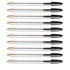 100x Bic Cristal Medium 1.0mm Ball Point Pens BLACK Ballpoint Biro
