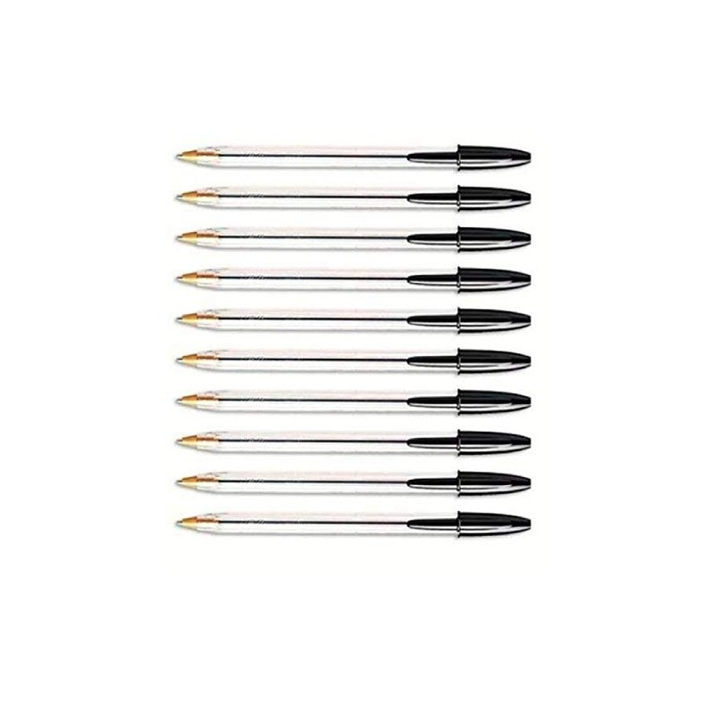100x Bic Cristal Medium 1.0mm Ball Point Pens BLACK Ballpoint