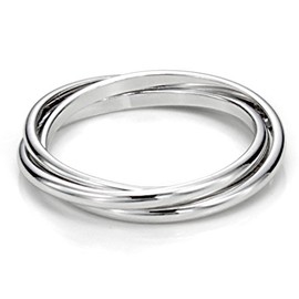 Metal Factory Sz 8.0 Sterling Silver Triple Interlocked Rolling High Polish Plain Dome Tarnish Resistant Wedding Band Ring