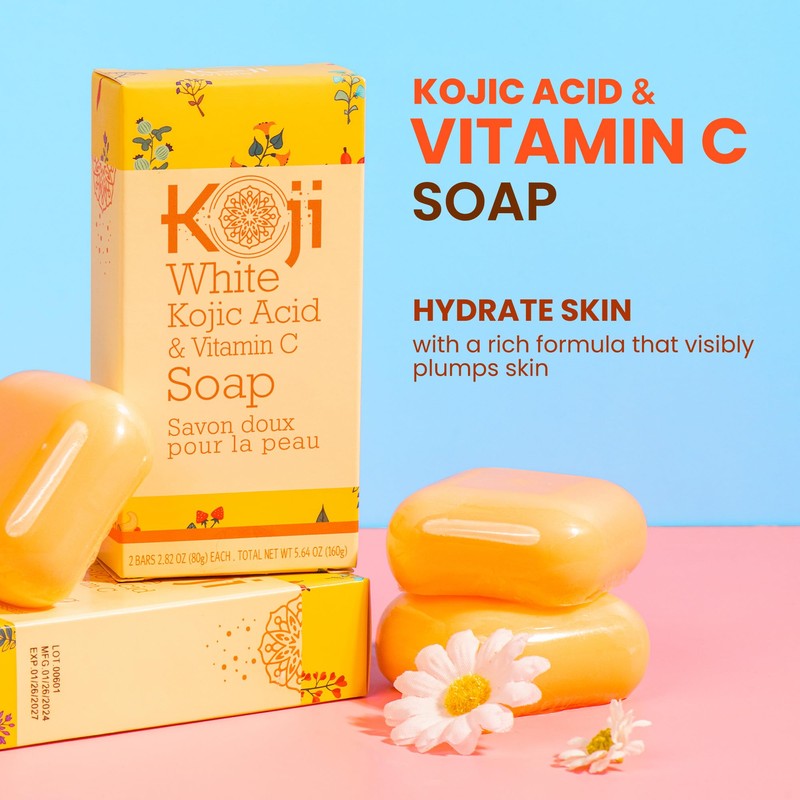Koji White Kojic Acid & Vitamin C Brightening Soap, Hydrating