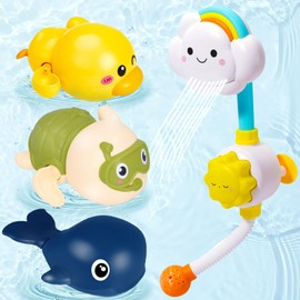Juguete de Ducha, Cabezal de Ducha de Baño para Niños Flexible Ajustable Ángulo con 3 Pequeños Juguetes, Juguetes Sensoriales de Baño para Niños para Shower, Piscina, Hora Del Baño, para 2-8 Años