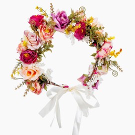 M MEINADILY Flower Crowns for Women, Flower Crown for Girls, Flower Girl Headpiece,Artificial Flowers Bridal Headbands for Bachelorette Party Wedding Christmas Festival Party Photography